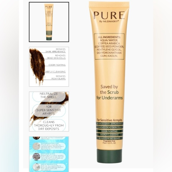 Mudmasky PURE Underarm Scrub 2.5 oz New Sealed Brightening Exfoliating Treatment - Picture 3 of 7